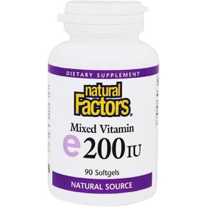Natural Factors Vitamin E Mixed 200 IU, Antioxidant Support for Cellular Integrity, 90 Softgels