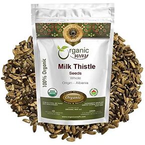 Organic Way Whole Milk Thistle Seeds (Silybum marianum) - European Wild-Harvest, Organic & Kosher Certified, Vegan, Non GMO & Gluten Free, USDA Certified, Origin - Albania (2 Oz)