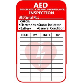 Top label Automated External Defibrillator Inspection Tags,3x5 Inch Check Record Sticker Labels,200 Pcs Per Pack
