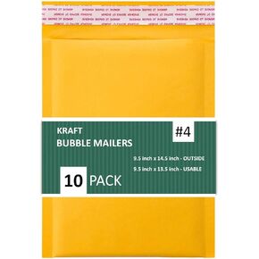 #4 9.5" X 14.5" Kraft Bubble Mailers Padded Shipping Envelopes Self Seal Pack of 10