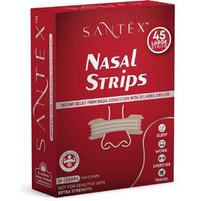 Nasal Strips for Snoring Solution, Nose Strips for Breathing Efficiency, Drug-Free Nasal Congestion Relief, Cold & Allergy, Extra Strength, 45 Large Strips, 30% Stronger (Clear)