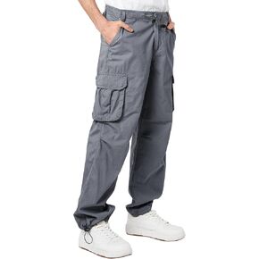THWEI Men's Cargo Pants Trendy Casual Loose Fit Stretch Elastic Waist Work Pants Streetwear