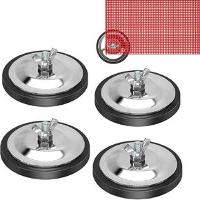 WFPOWER 4 Pack Base Magnet Warning Signs Holder, Universal Flag Holder, Rubber Pad & Wing Nut, Neodymium Heavy Duty Magnetic Mount for Warning Signs, Safety Flags, Oversized Load Flags, Wire Loop Flag