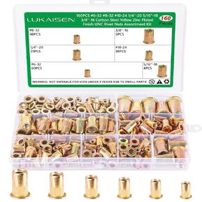 الفولاذ المقاوم للصدأ برشام المكسرات عدة M3 M4 M5 M6 M8 M10 الخيوط إدراج Nutsert Rivnuts مجموعة متنوعة 215 قطعة، الانتهاء من رأس مسطح Rivnut الخيوط إدراج الجوز مخرش الجسم