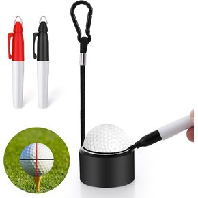 Golf Ball Line Marker Tool with 2 Color Marker Pens, Portable 360 Degree Golf Ball Alignment Marker Tool, Golf Ball Markers to Enhance Putting and Driving Accuracy for The Golfer