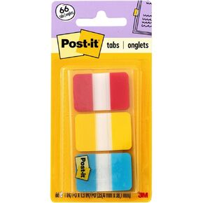 Post-it Tabs, 1 inch Solid, Red, Yellow, Blue, 12 Tabs/Color, 36 Tabs/On-the-Go Dispenser (686-RYBT)