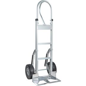 Mytee Products 600 lbs Aluminum Hand Truck Heavy Duty Dolly with P Handle & 10" Caster Wheels - Hand Truck with Skid Bars & Vertical Loop Handle - 52.3" x 17.5" with 19.3" x 7.5" Nose Plate
