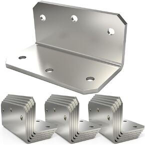 L Bracket Corner Brace(15PCS), 4 Inch Galvanized Medium L Angle Bracket Iron Heavy Duty, Joint Fastener Brackets,90 Degree Right Angle Corner Bracket for Wood Furniture Frame Fence