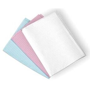 CROSSTEX SANI TAB Chain Free Patient Towel Econoback 2 Ply Paper w/Poly, 19" x 13", Dusty Rose, 400/