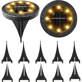 Solar Powered Ground lights 12 Pack,Waterproof LED Solar Lights Outdoor Solar Disk Lights Decorative,Solar Garden Lights for Landscape Pathway Patio Yard Walkway Path Lawn Driveway Lighting Warm White