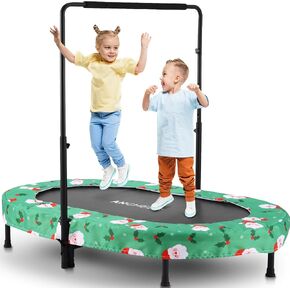 ANCHEER Foldable Trampoline, Mini Rebounder Trampoline with Adjustable Handle, Exercise Trampoline for Indoor/Garden/Workout Cardio, Parent-Child Twins Trampoline Max Load 220lbs