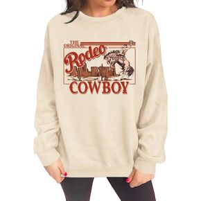 Western Sweatshirt Cowgirl Outfits for Women Rodeo Outfit Country Concert Tops Pullover Long Sleeve Sweaters