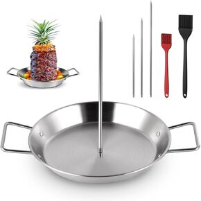Al Pastor Skewers, Stainless Steel Vertical Skewers, Mexican Vertical Skewer Rackwith 3 Removable Spikes(8"/10"/12")& Brushes,Durable and Corrosion-Resistant,Rack for Tacos Al Pastor, Shawarma Kebabs