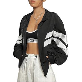 Floerns Women's Colorblock Long Sleeve Zip Up Hoodie Athletic Running Jacket