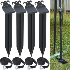 Trampoline Stakes Anchors 4 Pack Heavy Duty Ground Stakes 16in Trampoline Accessories, Swing Set Anchors, Tent Stakes for High Wind, Multi-Purpose Ground Anchors for Big Family Tent, Sheds, Carports