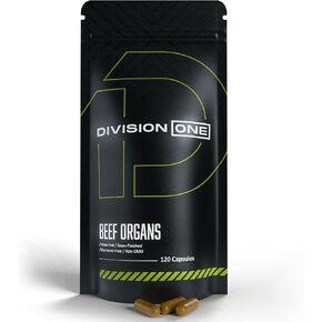 Division One Beef Organ Supplement - Primal Blend with Liver, Heart, Kidney, Beef Liver Supplement Grass Fed, Organ Meat Supplements for Humans, Non-GMO, 120 Caps.