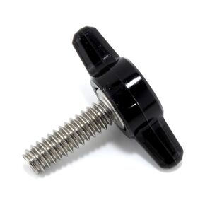 #10-24 x 5/8" Thumb Screw Stainless Steel - Black Tee Wing Plastic Knob - Standard/Coarse Thread Thumbscrew - Length: 0.625" - Proudly Built in USA - Package of (4)