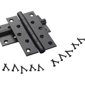 5" Stainless Steel Door Hinges, Heavy Duty 5 x 3 Inch Ball Bearing Non Removable Hinge Pin for Interior and Exterior Ourtswing Door or Gate Security-3 Pack (3, Matte Black)