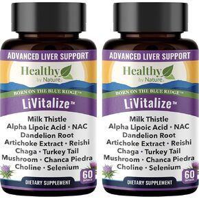 28-in-1 Advanced Liver Support with Milk Thistle – Liver Cleanse & Detox Supplement - Dandelion Root NAC Alpha Lipoic Acid Artichoke Extract Reishi Chaga Turkey Tail Mushroom Formula (2 Pack)