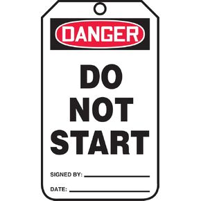 Accuform MDT190CTP PF-Cardstock Safety Tag, Legend "Danger Do Not Start", 5.75" Length x 3.25" Width x 0.010" Thickness, Red/Black on White (Pack of 25)