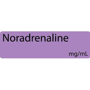 Noradrenaline Anesthetic Syringe Labels - Box of 800 Labels on roll (1" core) in Box. Printed in Australia by Specialist Medical Printer. Latex-Free Adhesive.