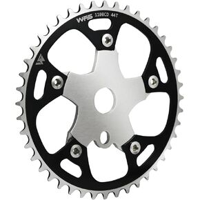 WFS Pulsar Chainring w/Spider Sprocket 44T 1/8" 110mm BCD 5 Arm Hole Old School BMX, Black, WFS3080-BO