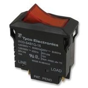 TE CONNECTIVITY/Potter & BRUMFIELD W33-S4B1Q-15 Circuit Breaker, Thermal, 2P, 250V, 15A