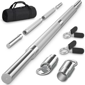 DASKING Barbell Bar - Upgraded Multifunction 4ft Weight Bar for Strength and Weightlifting Training,Suitable for 1inch or 2 Inch Weight Plates,Portable Home Gym Fitness Equipment with 2 Spring Collars