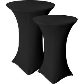 2 Pack 32x43 Inch White Spandex Cocktail Table Covers, Highboy Top Tablecloth, Round Fitted Tablecloth for Folding Table, Stretch Cocktail Table Tablecloth for Party Wedding(32x43, 2PC White)