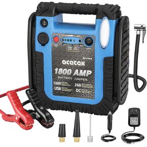 1800 Amp Jump Starter with Air Compressor, acetek Car Battery Jump Starter 260 PSI Tire Inflator, 20000mAh 12V Auto Lead-Acid Battery Booster (Up to 6L Gas or 6L Diesel Engine) with LED Light & USB