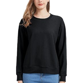 netdraw Women's Midweight Bamboo Viscose Sweatshirt Oversized Soft Crew Neck Cotton French Terry Pullover Tops