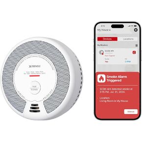 X-Sense Smart Smoke Detector Carbon Monoxide Detector Combo with No Fee App Notification, Replaceable Battery Powered Smoke Detector and Carbon Monoxide Detector, SC06-WX, 1-Pack