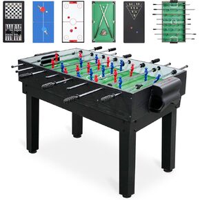Wakefa 10-in-1 Combo Game Table Set for Home, Game Room Foosball, Air Hockey, Chess, Pokers, Shuffleboard, Bowling, Table Tennis, Billiard and Backgammon
