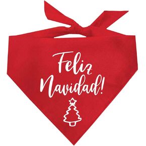 Feliz Navidad Christmas Dog Bandana (Red, OS 542)