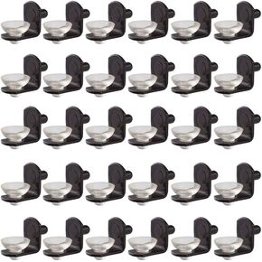30 Piece L Shape Glass Shelf Supports Holders Furniture Cabinet Cupboard Bookcase Shelf Bracket Pegs with Suction Cup (Nickel Color)