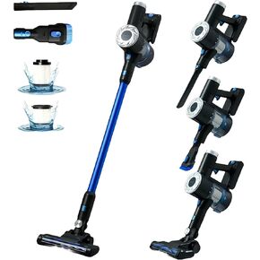 Cordless Vacuum Cleaner-Vacuum Cleaners for Home, Stick Vac with 200W High-Performance Motor,Household Lightweight Hand Vac for Carpet, Hard Floor&Pet Hair, Blush&Grey