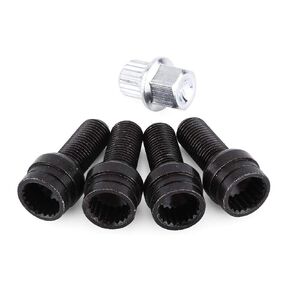 KIMISS 4Pcs M14*1.5MM Steel Car Wheel Lug Nut Bolt, Wheel Bolt Lock Lug Nut Set with Key (Black)