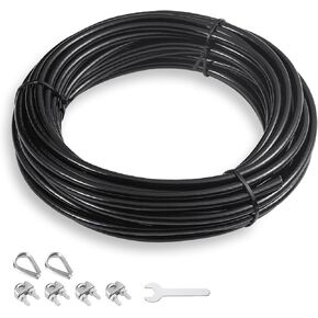 SERTT Replacement Cable for Pulley Cable Machine, Pulley Cable for DIY Home Gym, Wire Rope Length 32.8/65.6/98.4 Ft for Weight Lift Pulley System, Gym Steel Cable, Thick 5mm, TPU Coated