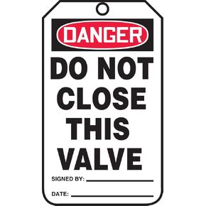 Accuform MDT121CTM PF-Cardstock Safety Tag, Legend "Danger Do Not Close This Valve", 5.75" Length x 3.25" Width x 0.010" Thickness, Red/Black on White (Pack of 5)