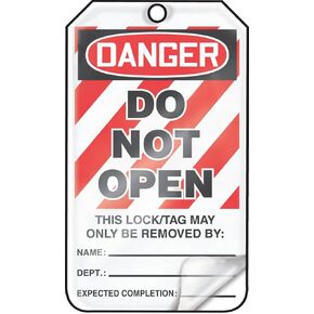 Accuform Lockout Tags, Pack of 5, Danger Equipment Lock Out A Life is on The Line, US Made OSHA Compliant Tags, Weather-Proof & Chemical Resistant Laminated PF-Cardstock, 5.75"x 3.25", MLT414LTM
