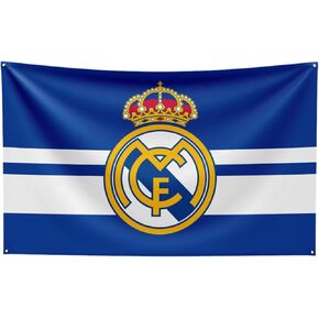 Real Madrid Flag Banner 3x5 Feet - Durable Indoor/Outdoor Football Soccer Banner with 2 Brass Grommets