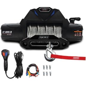 Winch-10000 lb. Load Capacity Electric Winch Kit -12V Synthetic Rope Winch,Waterproof IP68 Electric Winch with Hawse Fairlead, with Wireless/coreded Handheld Remote