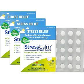 Boiron StressCalm Dissolvable Tablets for Relief of Stress, Anxiousness, Nervousness, Irritability, and Fatigue - 60 Count (Pack of 3)
