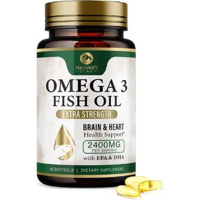 Nature's Peak Fish Oil 2400 mg - Triple Strength Fish Oil Supplement, Omega 3 Fish Oil w/EPA & DHA Fatty Acids for Healthy Heart Support, Burpless Omega 3 Supplements, 60 Day Supply - 120 Softgels