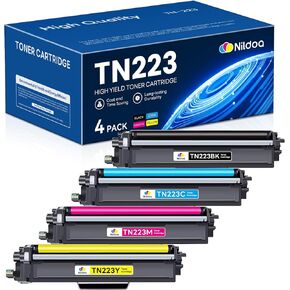 TN223 TN-223BK/C/M/Y Toner Cartridges 4 Pack Replacement for Brother TN-223 TN223BK/C/M/Y HL-L3290CDW MFC-L3750CDW, TN2234PK (1BK/1C/1M/1Y)