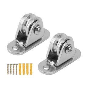Small Pulley Block, Stainless Steel Silent Pulley Roller Wall Mounted Pulley Block Fixed Pulley Wheel Pulley System Replacement for DIY Equipment Wire Rope Rail Sliding Gate (4PCS)