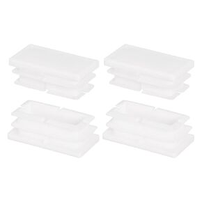 uxcell 1.57 x 0.8 Inch Rectangle Plastic Plug, 4 Pcs White Pipe Tubing End Cap Plastic Plug Cap Insert Glide Insert for Metal Tubing Fence Table Chairs Furniture, White