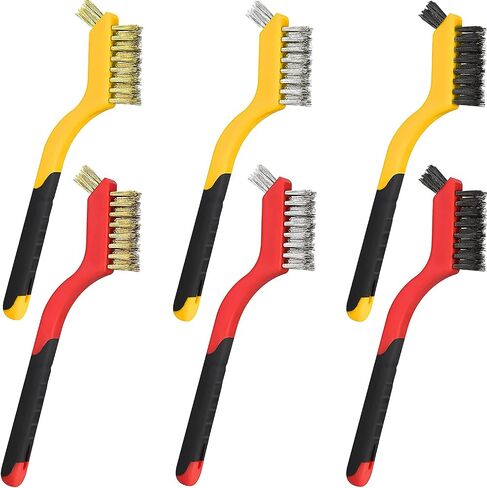 Wire Brush Set, 6 Pcs Brass/Stainless Steel/Nylon Wire Brushes for Cleaning Rust, Removing Welding Slag, Dirt and Other Hidden Corners 7 inch in Saudi Arabia