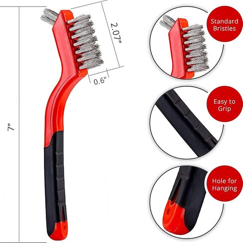 Wire Brush Set, 6 Pcs Brass/Stainless Steel/Nylon Wire Brushes for Cleaning Rust, Removing Welding Slag, Dirt and Other Hidden Corners 7 inch in Saudi Arabia