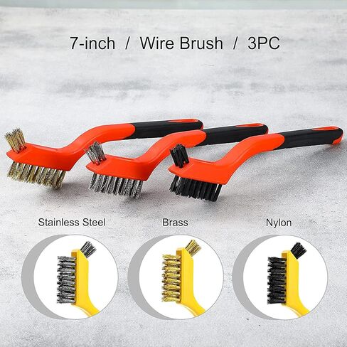Wire Brush Set, 6 Pcs Brass/Stainless Steel/Nylon Wire Brushes for Cleaning Rust, Removing Welding Slag, Dirt and Other Hidden Corners 7 inch in Saudi Arabia